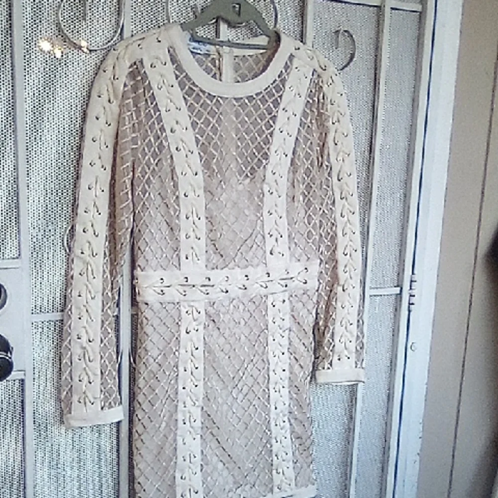Bebe Fancy Party Cocktail Sheer Dress With Slip Lining . Size 10. - Picture 1 of 11
